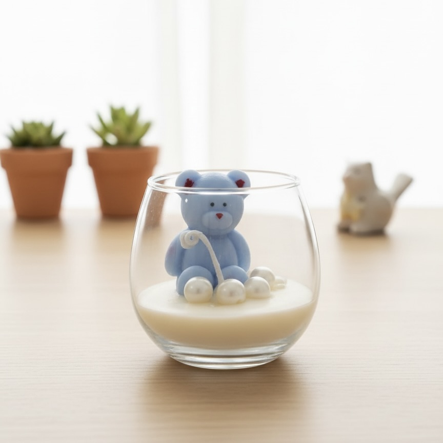 Teddy in Glass Candle